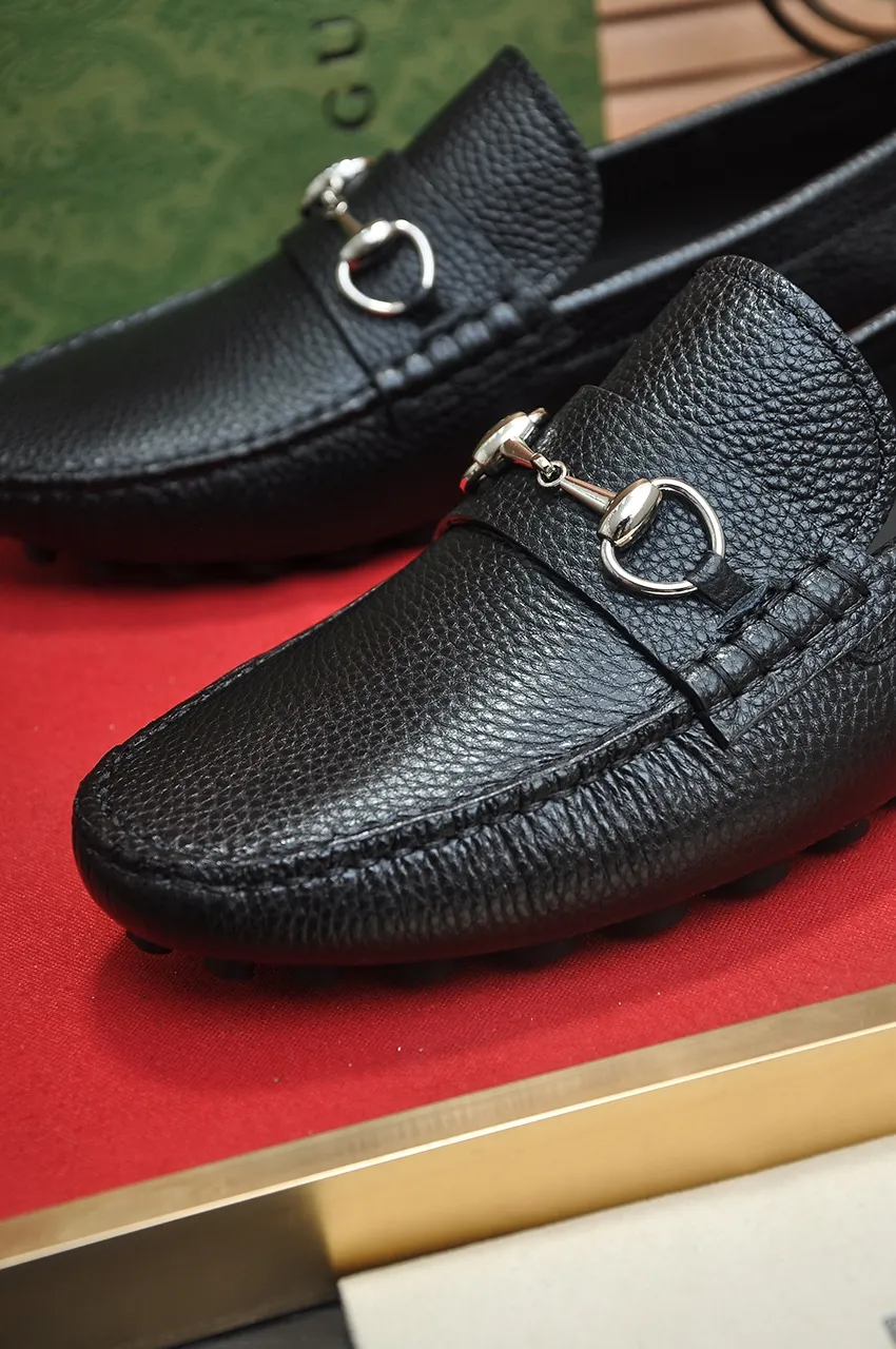 Men's Men's Shoes💰420💶【GUCCI】 (High-end Niuli) New 🍀Gucci*——Gucci Doudou Shoes! Made of imported original cowhide, the inner top layer is comfortable cowhide lining! Original wear-resistant rubber outsole! High quality products! Code number 38-44!